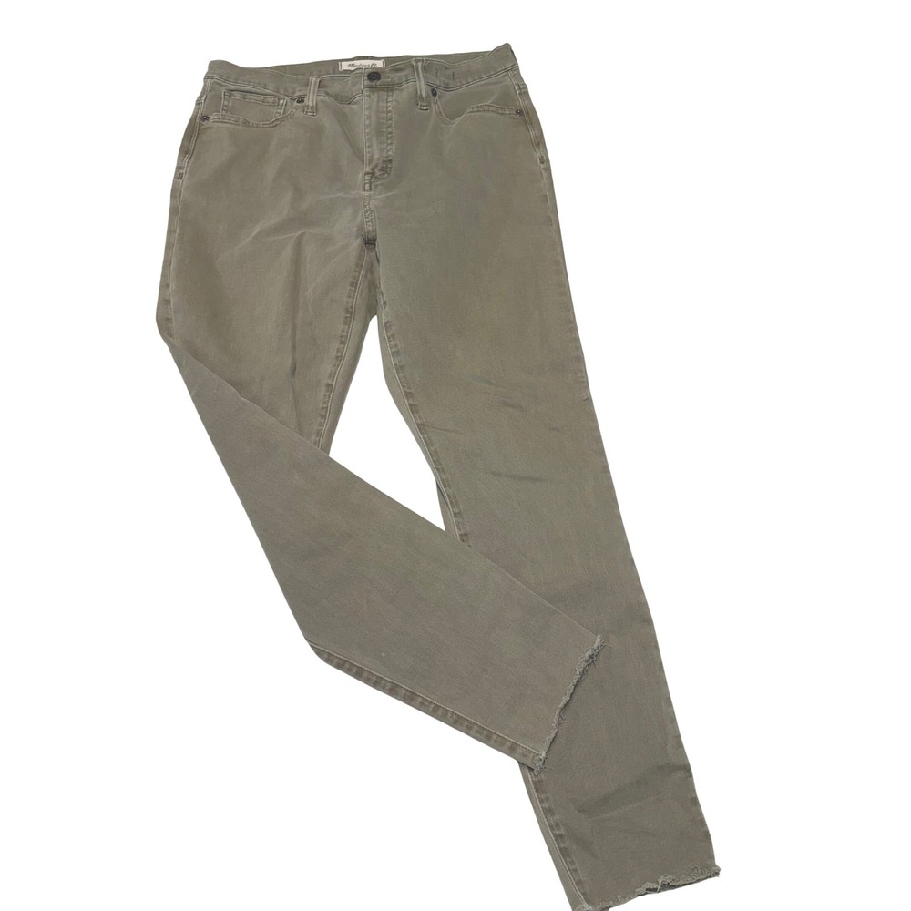 Madewell 9" High-Rise Skinny Jeans Olive Green Raw Hem Womens 30 Earth Tone